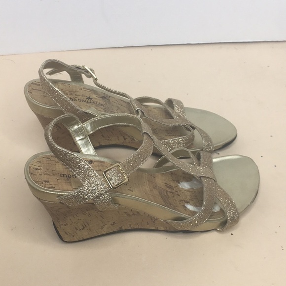 Montego bay club sparks gold cork wedge sandals - Picture 2 of 8